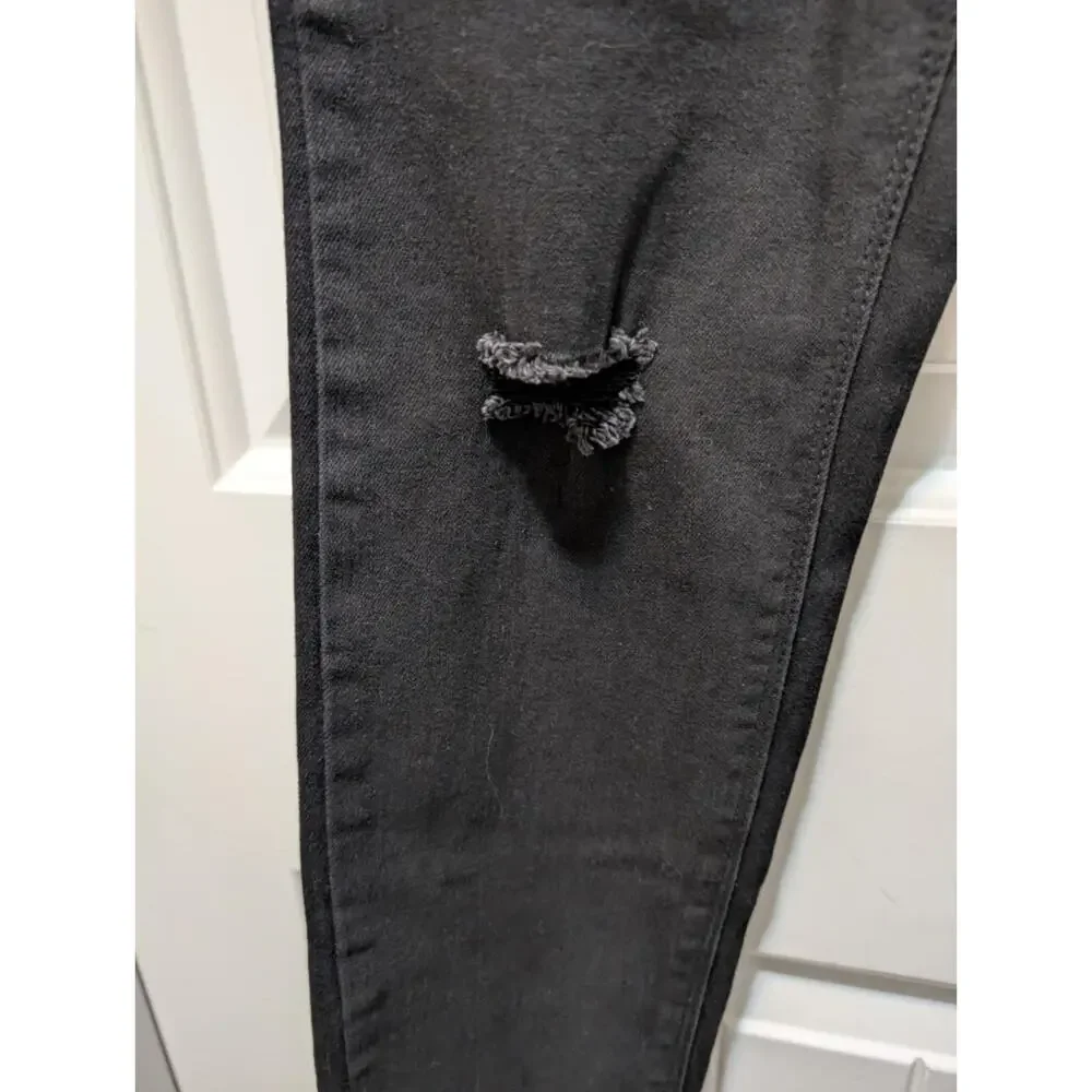 True Craft Women’s Juniors Distressed Skinny Black Denim Jeans Size 5 Y2K Grunge
